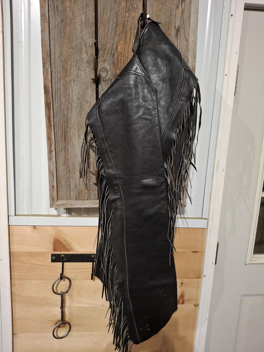 Black Leather Fringe Chaps